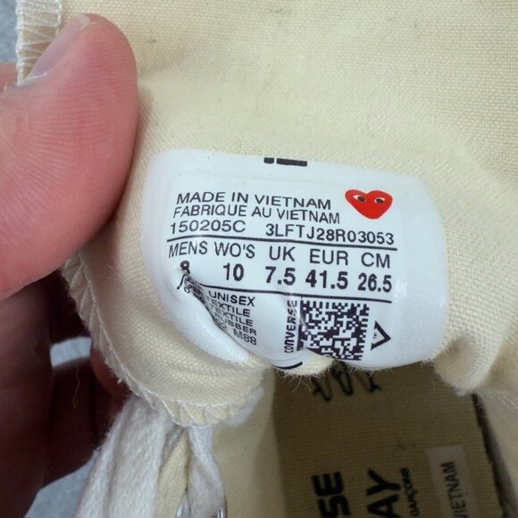 Converse Chuck Taylor All Star 70 Hi Comme des Garçons Men’s White Shoes Size 8 - Picture 2 of 16